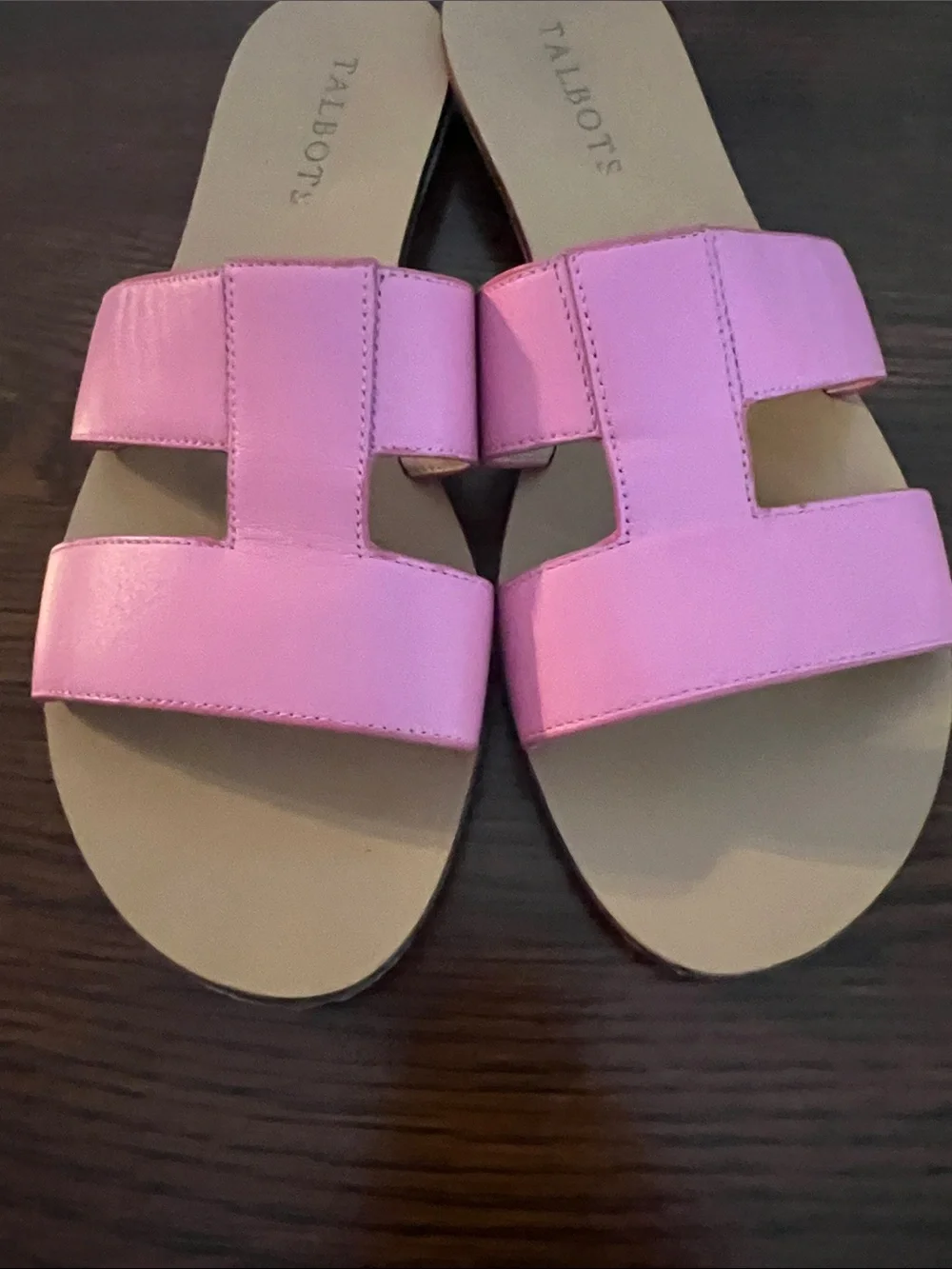 Talbots Pink Leather Slide Sandals